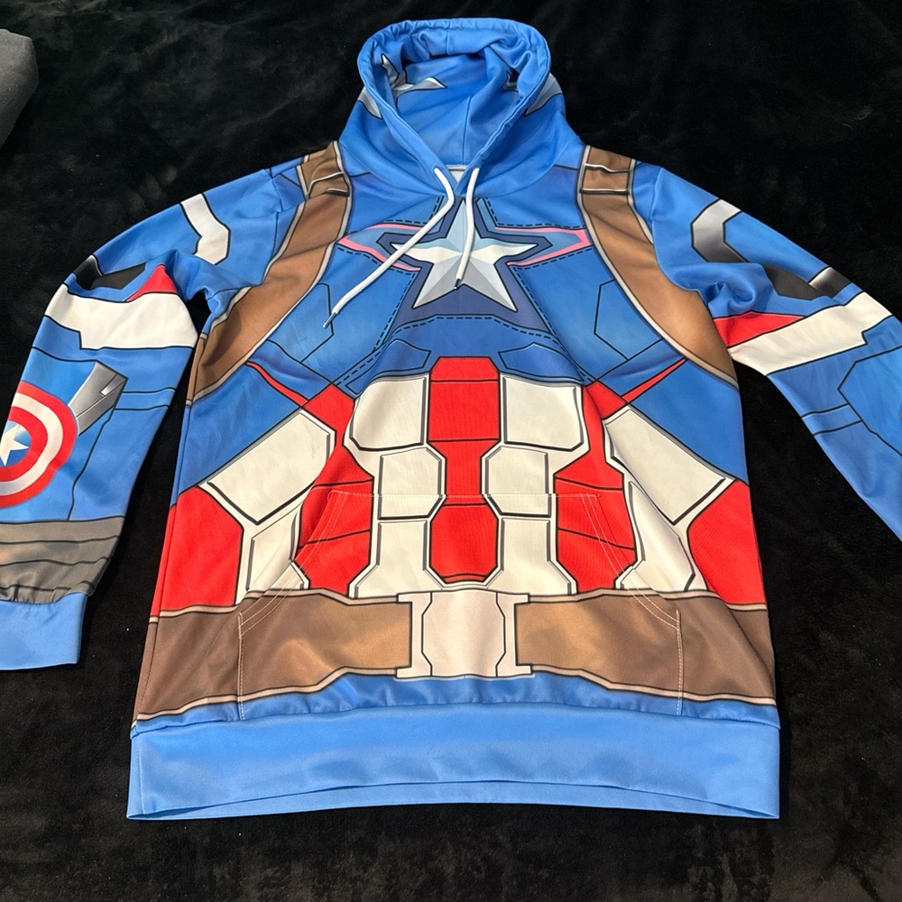 Marvel Blue and Red Superhero Hoodie
